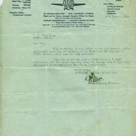 Letters from Australian National Airways to R. C. Bray, 1930