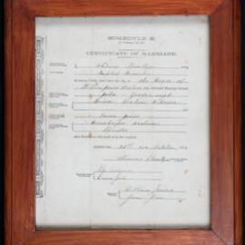 Marriage Certificate for John & Emma Goodenough, 20 October 1873