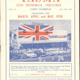 Tasma & Memorial Theatre programme, March to May 1958
