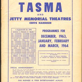 Tasma & Memorial Theatre programme, December 1963 to March 1964