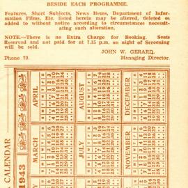 Tasma Theatre program, February - March 1943