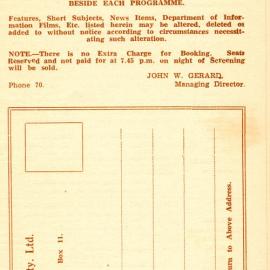 Tasma Theatre programme, June - July 1943