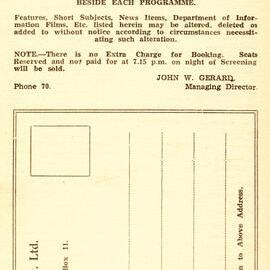 Tasma Theatre & Memorial Cinema programmes, December 1943 - March 1944