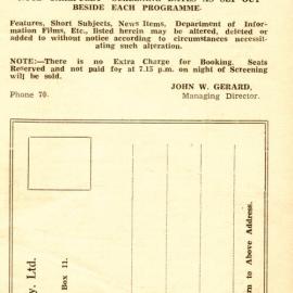 Tasma Theatre programme, April - May 1944