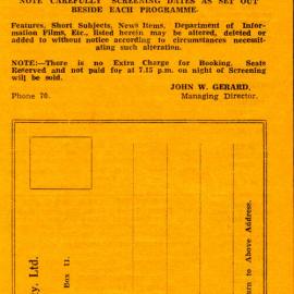 Tasma Theatre programme, August - October 1944