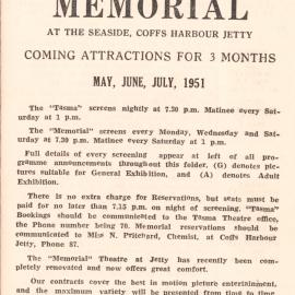 Tasma & Memorial Cinema programme, May to July 1951
