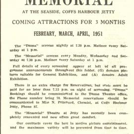 Tasma & Memorial Cinema programme, February to April 1951