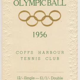 Invitation to Coffs Harbour Tennis Club's Olympic Ball, 1956