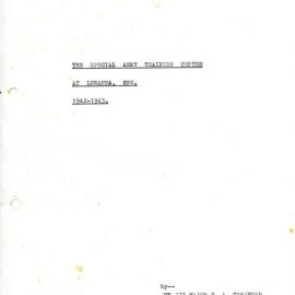 The Special Army Training Centre at Lowanna, NSW, 1942 - 1943