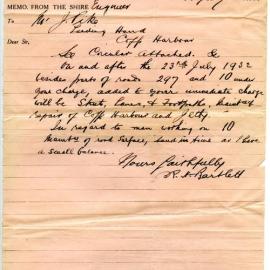 Ephemera relating to footpath & bridge construction in Coffs Harbour, c. 1932