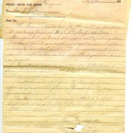 Memos from Dorrigo Shire Council Engineers to Ganger, January - November 1936