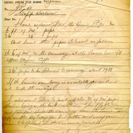 Memos from Dorrigo Shire Council Engineer & Shire Clerk to Ganger, January - July 1938