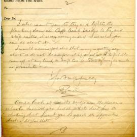 Memos from Dorrigo Shire Council Engineer to Ganger, 1930s