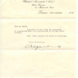 Letter to R. E. Smith from A. C. Joubert, 18 December 1935