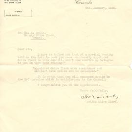 Letter to Ray E. Smith confirming employment, 6 January 1936