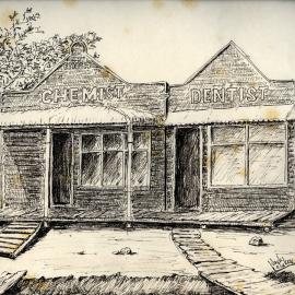 Drawing of chemist and dentist shopfronts