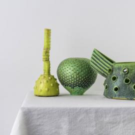 Green Still Life with Yellow Bottle