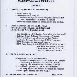 Presentation to Council on our Carnivale and Culture, 1996                               