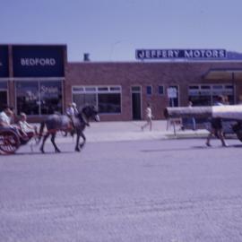 Horse and cart in street parade, 8 December 1967