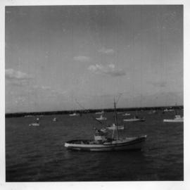 Boats moored at Jetty Beach, c.1960
