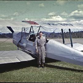 Bill Bray with De Havilland Tiger Moth, 1962