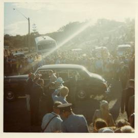The Queen's car surrounded by onlookers, 11 April 1970