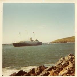 Her Majesty's Yacht Britannia anchored at Jetty Beach, 11 April 1970
