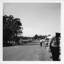 A crowd of 20,000 watches the Queen's procession, 11 April 1970