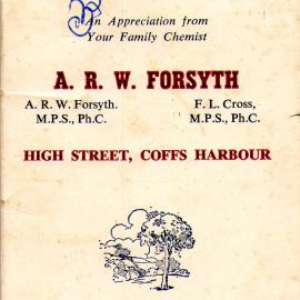 A. R. W. Forsyth chemist calendar & shopping list, 1966