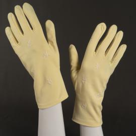 Pair of yellow embroidered gloves