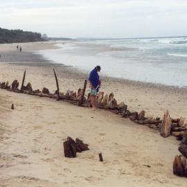 Remains of the Buster shipwreck at the northern end of Woolgoolga beach