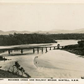 Boambee Creek and railway bridge, c.1920