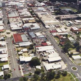 Aerial view of Coffs Harbour CBD, 1990s