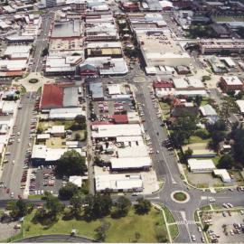 Aerial view of Coffs Harbour CBD, 1990s