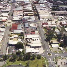Aerial view of Coffs Harbour CBD, 1990s