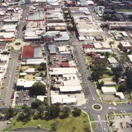 Aerial view of Coffs Harbour CBD, 1990s