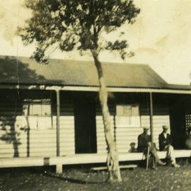 3 men on verandah of house, Red Rock 194