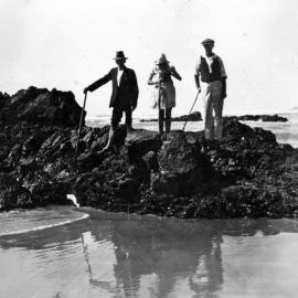 People on rocks, Little Beach, Red Rock, 1940
