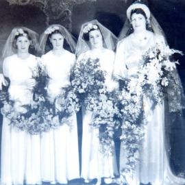 Bride Grace Barber and wedding attendants, 1938 