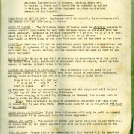 Dorrigo Shire Council Standing Instructions to Gangers, Leading Hands etc., 1929