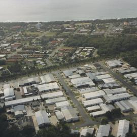 Aerial view of Lawson Crescent industrial estate in Coffs Harbour, 1990s