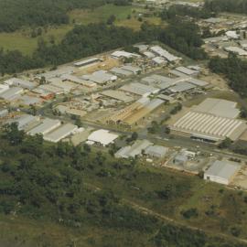 Aerial view of Cook Drive industrial estate in Coffs Harbour, 1990s
