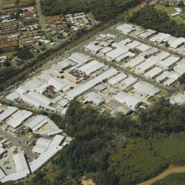 Aerial view of Lawson Crescent industrial estate in Coffs Harbour, 1990s