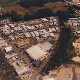 Aerial view of Cook Drive industrial estate in Coffs Harbour, 1990s