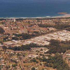 Aerial view of Lawson Crescent industrial estate in Coffs Harbour, 1990s