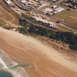 Aerial view of the Pacific Plywood mill on Orlando Street near Coffs Harbour Jetty, 1990s