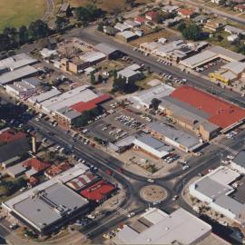 Aerial view of Coffs Harbour Central Business District, 1990s
