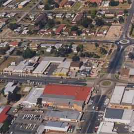 Aerial view of of Coffs Harbour CBD, 1990s