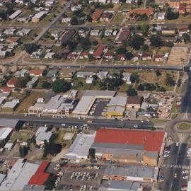 Aerial view of Coffs Harbour Central Business District, 1990s