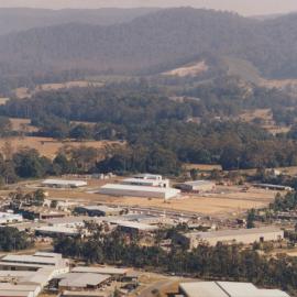 Aerial view of Keona Circuit industrial estate in Coffs Harbour, 1990s